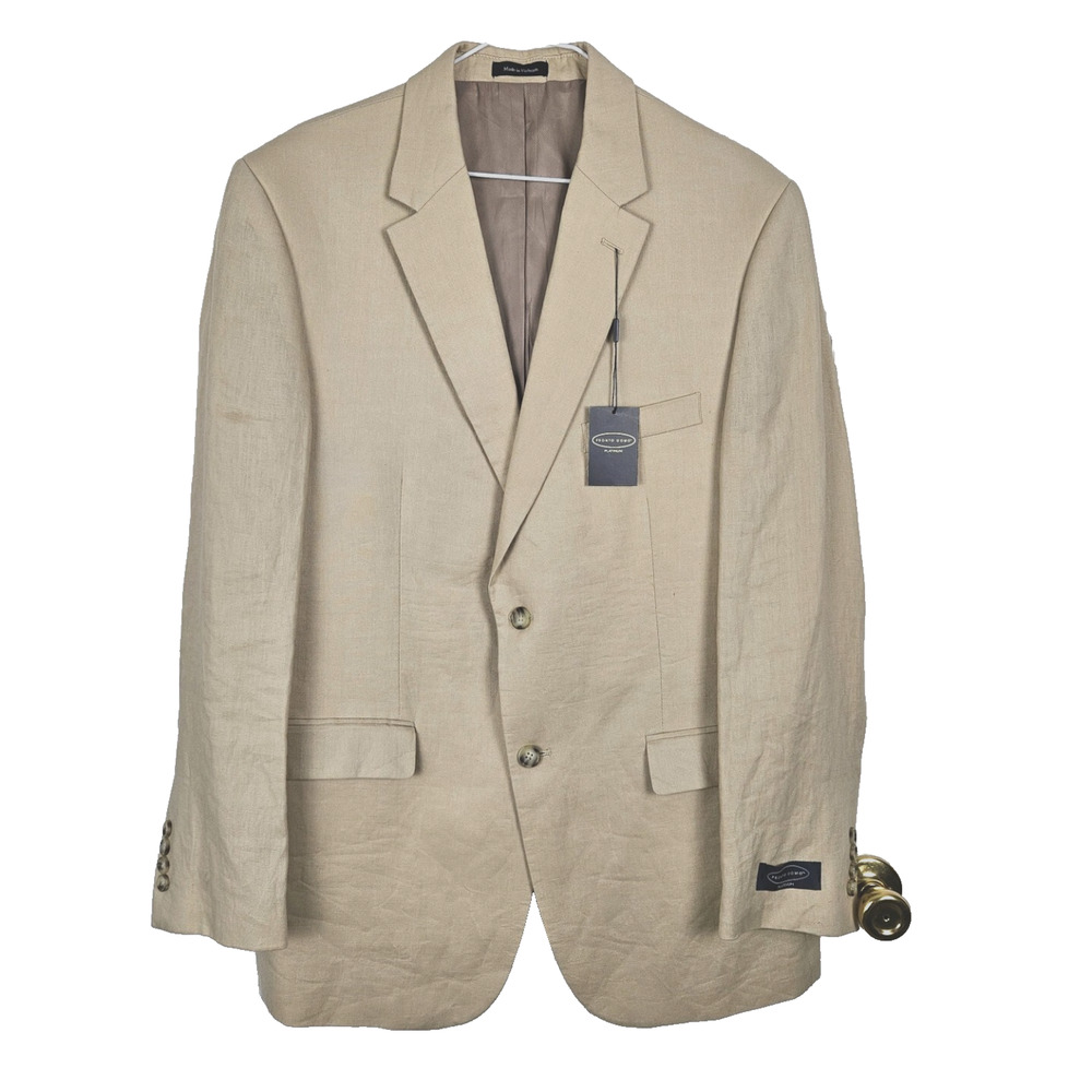 NWT 100% Linen Pronto Uomo Platinum Sport Coat Blazer Men's 44L Beachy Preppy